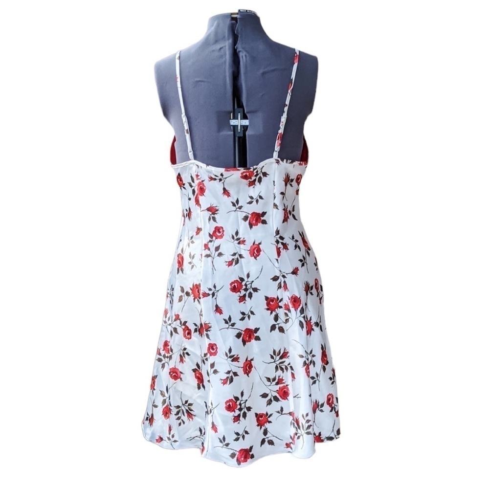 Vintage Y2K Coquette Satin Rose Print Slip Dress - Picture 3 of 12